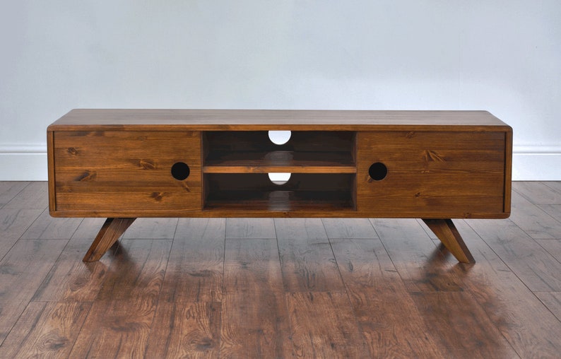 130cm Vintage Retro TV Stand/ Entertainment Unit. Solid Wood Etsy UK