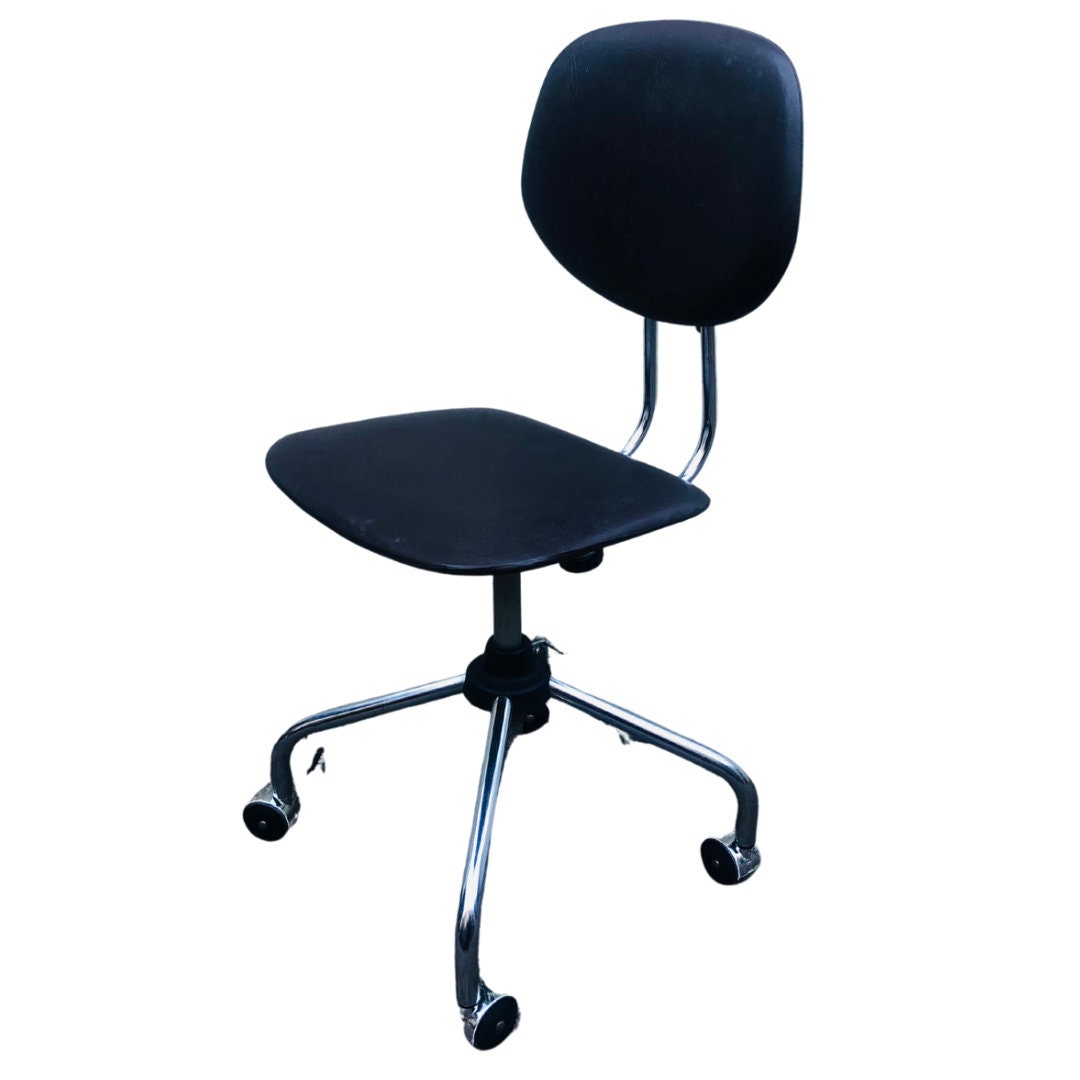 Vintage Retro Office Chair Made of Metal and Brown Leatherette Etsy