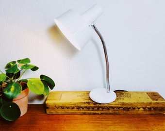 Anvia Almelo Holland, vintage metal desk lamp, white metal, retro 60s