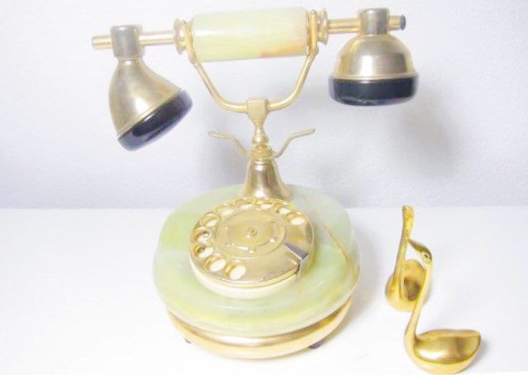 Vintage Marble Phone 1960s Midcentury Fabrication Artisanal Etsy