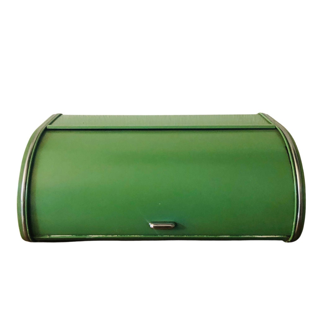 Green Retro Bread Bin From the 70s Vintage Metal Bread Box Etsy
