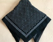 Soviet cotton shawl. Soviet scarf. vintage shawl. cotton shawl. Head Scarf. Vintage USSR. Black scarf . Bandana, babushka