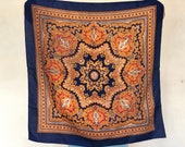 Vintage Japanese shawl. polyester scarf. acetate shawl. Ukrainian style. Head Scarf with flowers. Vintage Japan