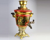 1981 Soviet hand-painted samovar. Soviet samovar. hand-painted samovar. electric samovar. USSR. electrosamovar. teapot. vintage samovar