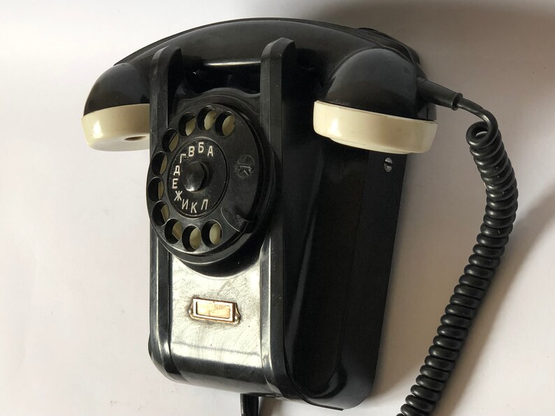 Soviet Wall Phone 1962 Telephone Vintage Rotary Dial Black