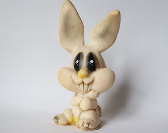 Rare Vintage rubber toy bunny, vintage rabbit, doll rabbit, hare, Soviet toy, vintage toy, Soviet animals, toy, USSR, Zagreb toy