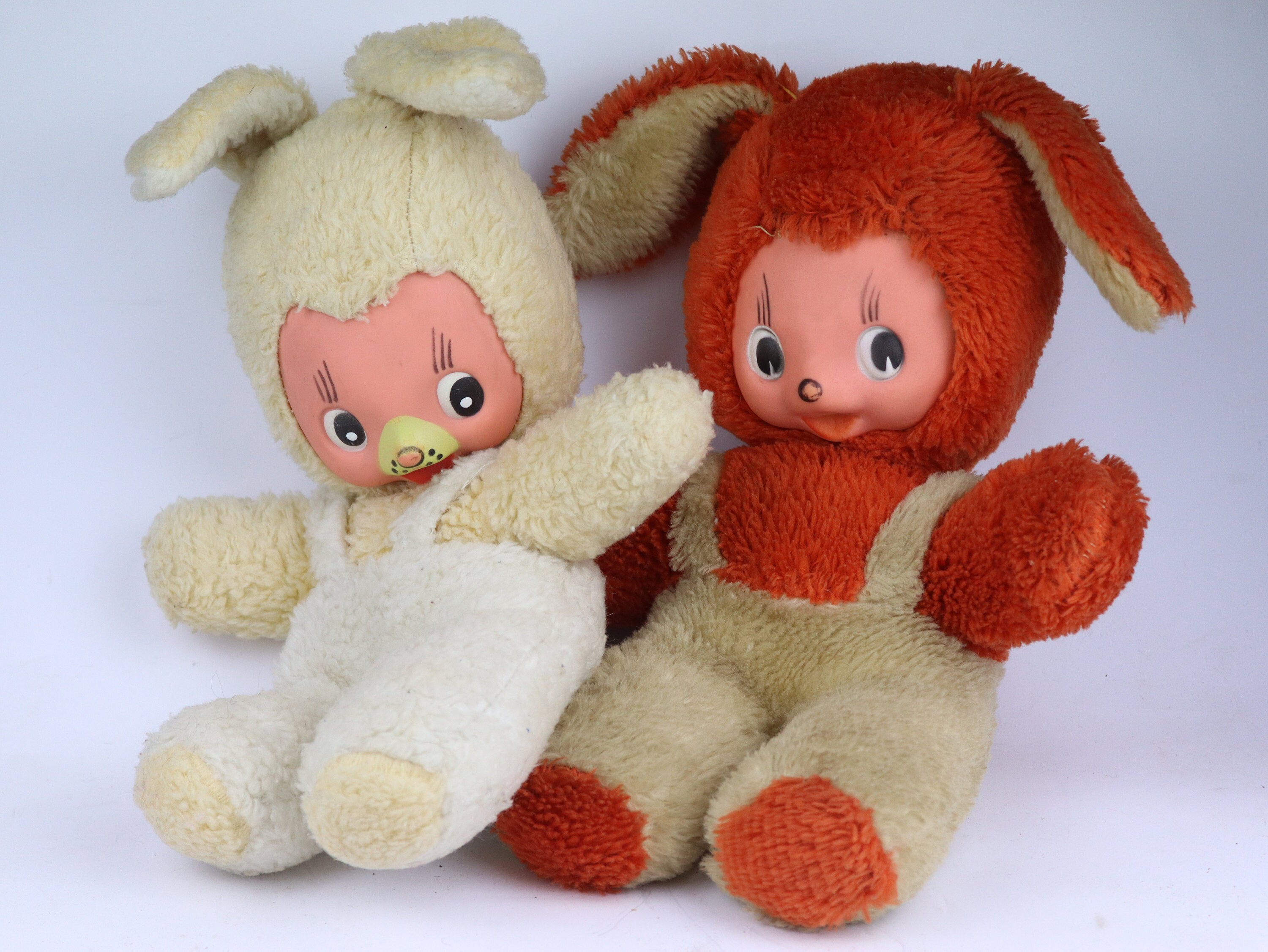 Pair of vintage rubber face rabbits bunny hare. Rubber Face Etsy