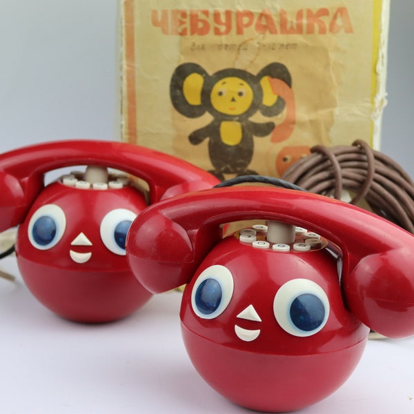 New Very Rare Soviet phones cheburashka. Soviet toy. Rotary phone toy. Telephone. Dial Desk Phone. Phone USSR. cheburashka. чебурашка