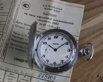 1992 Neue seltene Taschenuhr Molnija mit einheimischer Box, russische Uhr mit Blumenmuster, mechanische Uhr, Geschenk durchbrochen, vintage Uhr