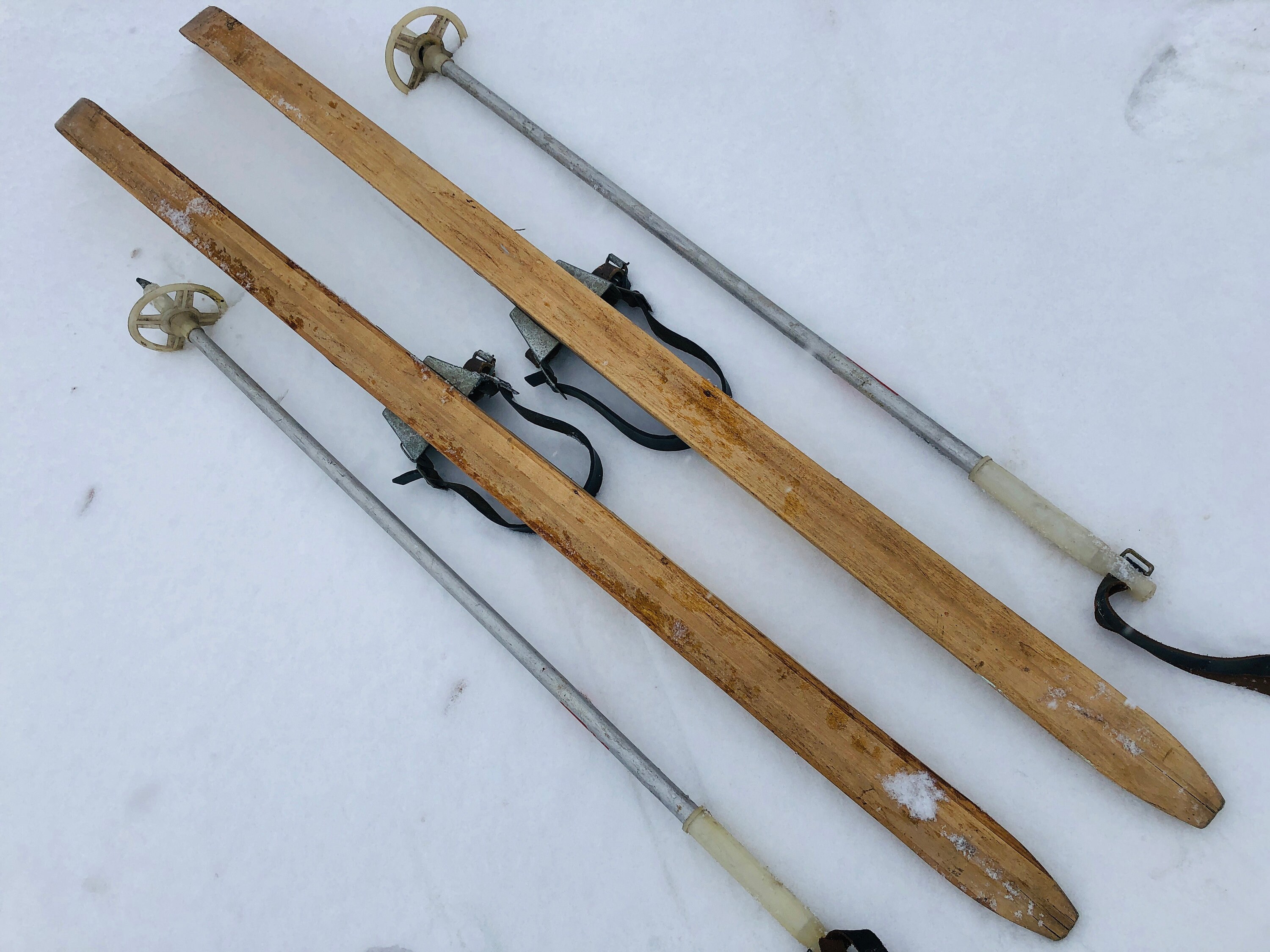Vintage wooden kids skis Antique Wood Childrens Skis Etsy