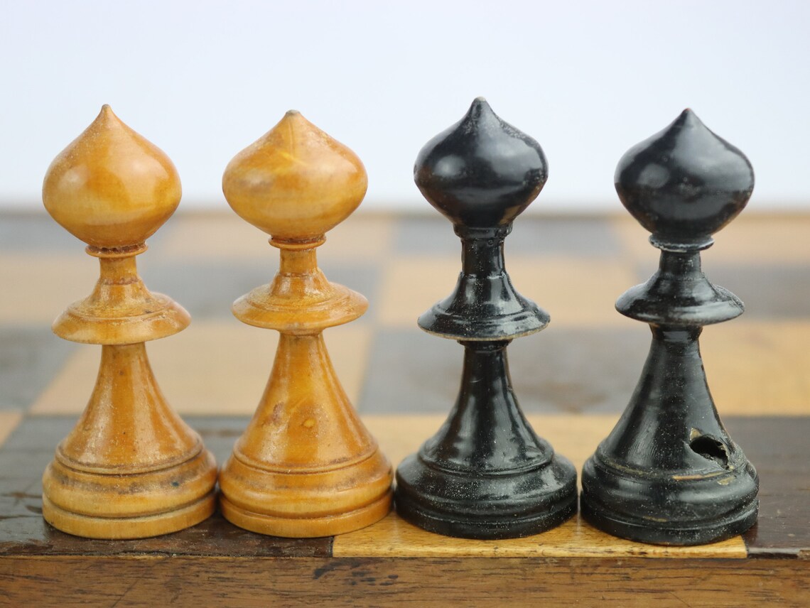 Very Rare Antique Wooden Chess Vintage Chess Set. Wooden Etsy
