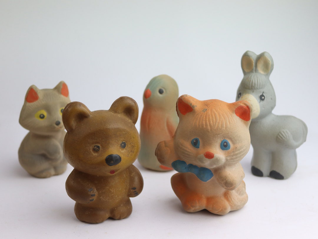 Small Collection of Baby Animals Toys. Vintage Animal Toy. USSR. Bear