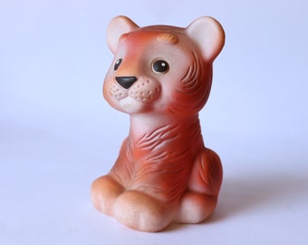 Soviet Rubber tiger cub. Soviet Toy. Vintage Toy. Soviet animals. toy.  USSR. Soviet. tiger, ,christmas gift,gift idea
