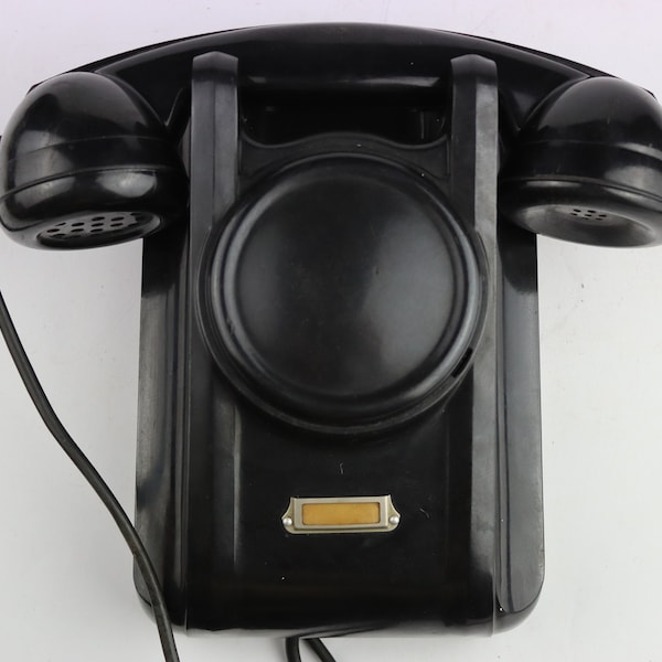 1957 Soviet wall phone. Soviet telephone. Vintage bakelite phone. Vintage telephone. Rotary Dial Phone. Black rotary phone