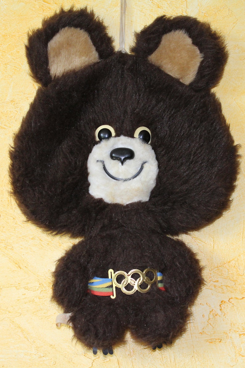 wall panel Olympic Bear Wall Hanging Decor Olympic Mascot secret pocket Very rare Soviet Olympic Bear Home Decor Misha Vintage Decor
