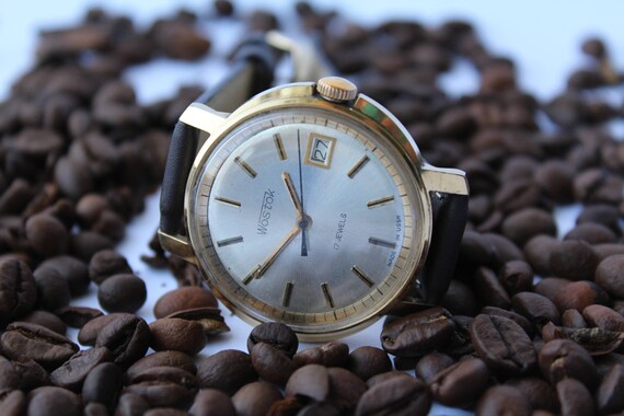 Soviet watch, gold plated, vintage mens watch Wos… - image 2