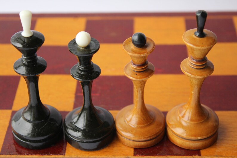 vintage chess set Soviet chess set wooden chess set USSR.