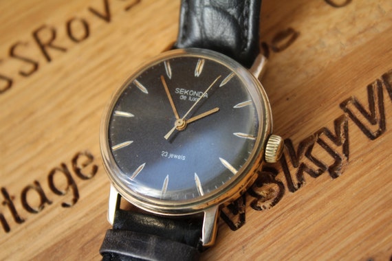 Rare Soviet watch, SEKONDA de luxe, 23 jewels, Me… - image 1