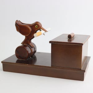 Portasigarette vintage in legno a forma di uccello, porta tabacco, vecchio portasigarette, portasigarette, giostra per sigarette a forma di uccello, distributore di sigarette