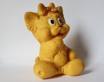 Fubby rubber toy kitty with bow. Soviet Rubber toy cat. vintage baby cat . Soviet Toy. Vintage Toy. animals. toy. USSR vintage toys. kitten