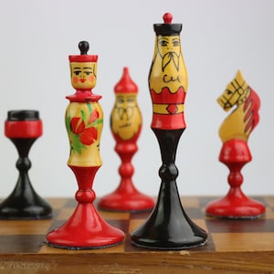 Soviet chess, Soviet chess set, USSR chess, Hand painted, Vintage chess set, Matryoshka, Pysanka, russia,christmas gift,gift idea