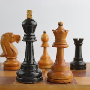 Juego de ajedrez de gran maestro soviético, juego de ajedrez de torneo vintage de la URSS, piezas de ajedrez de madera de GM