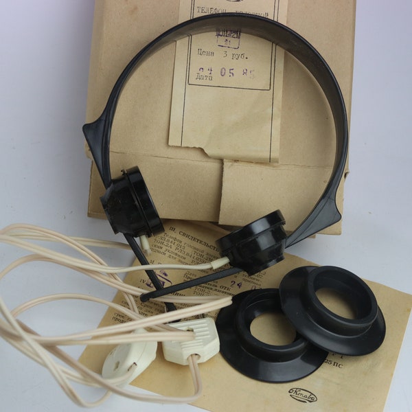 1985 New Oktava Soviet head electromagnetic telephone. headphone TON-2M. USSR  phone. headphones Oktava