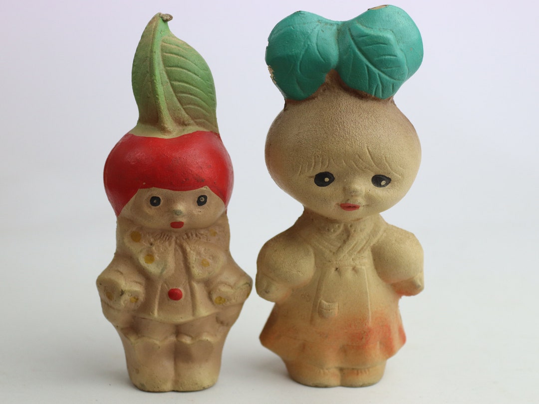 Pair of Soviet Rubber Radish and Cherry Toys. Soviet Toy. Vintage Toy ...