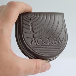 1973 Retro Geldbeutel, Geldbörse aus Leder Mosca. Portemonnaie aus den 70er Jahren. Vintage Souvenir Moskau. Hergestellt in der UdSSR. Tasche. Leder Portemonnaie. Kinder Geldbörse