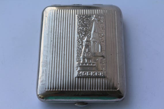 Soviet cigarette case. Metal vintage cigarette ca… - image 1