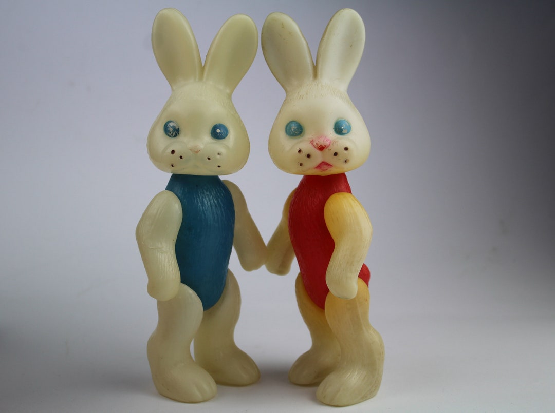 Two Soviet Plastic Rabbits. Nu Pogodi Vintage Plastic Rabbit. Etsy