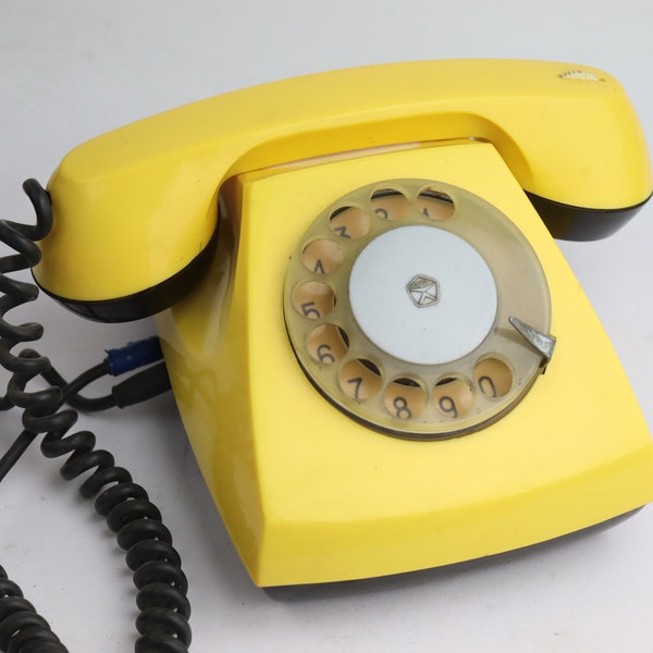 1973 Soviet phone. TA-68 Desk phone. rotary phone. Disk phone. Vintage phone USSR. Yellow phone. telephone. christmas gift. gift idea