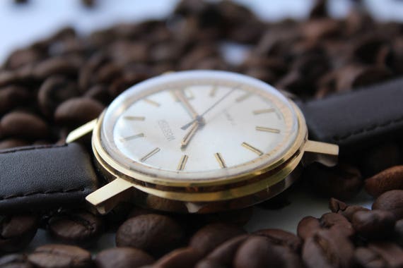 Soviet watch, gold plated, vintage mens watch Wos… - image 4