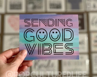 Blank Cards - Sending Good Vibes - Support Card - Across The Miles - Distance Card - Good Vibes Card - Positive Greeting Cards