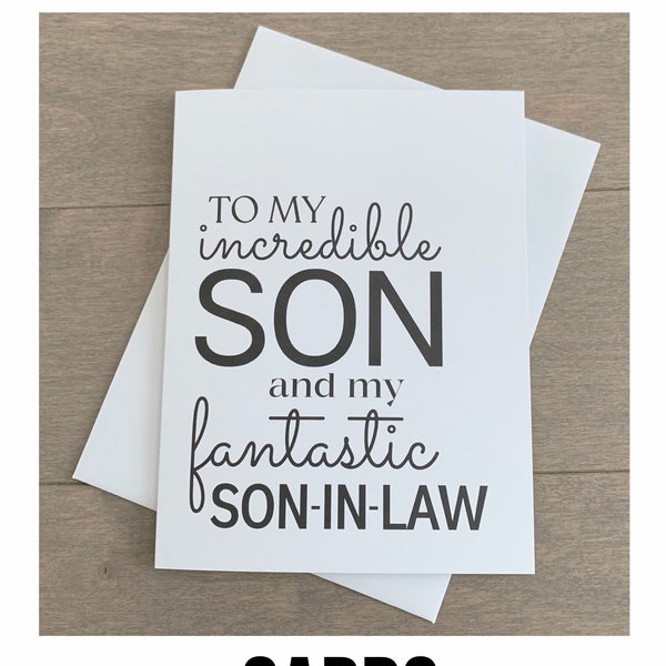 Cards - Blank Cards - Son And Son In Law Wedding Card - Son In Law Card - Card From Parents - Card For Son - Card For Son-In-Law