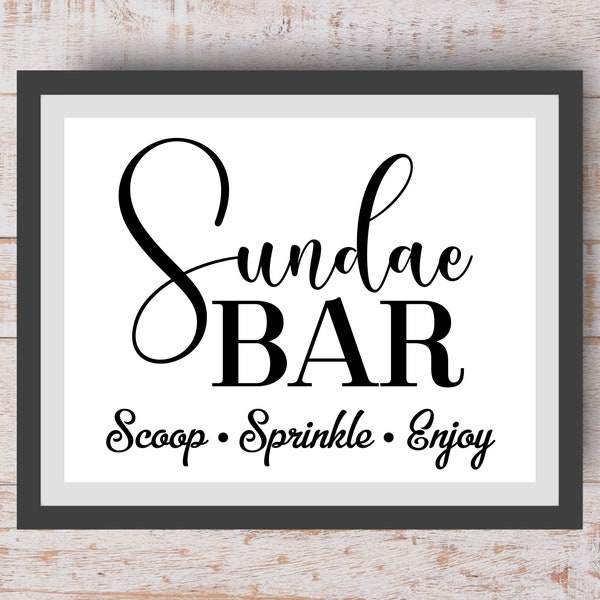 Digital Prints - Sundae Bar - Ice Cream Sundae Bar - Wedding Sundae Bar - Sundae Bar Sign - Birthday Party Decorations - Party Printables