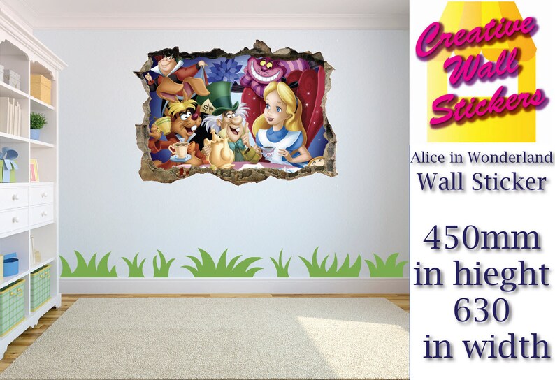 Alice In Wonderland Wall Sticker Kids Bedroom Hole In Wall Effect Decal