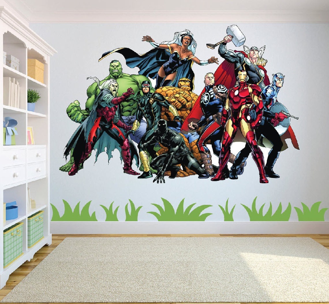 Marvel Avengers Superheroes Group Wall Art Sticker/Decal for Etsy