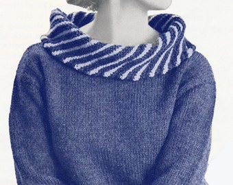 Vintage 1960er Cowel Neck Strickpullover Muster