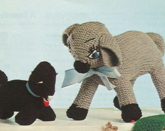 Vintage Knit Toy Sheep and Lamb Pattern