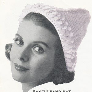 Vintage 1960 Knit Bangle Hat Pattern - 2 versions included