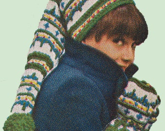 Vintage Knit Ski Hat and Mittens Pattern