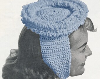 1950's Crochet Pancake Hat Pattern