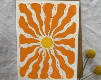 Squiggle Sun Card | Greeting Card | Handprinted Card