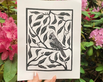 Cardinal Print | Handprinted | Handmade Art Print
