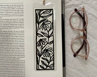 Echinacea Bookmark | Handprinted | Bookmark | Handmade Bookmark | Floral Bookmark