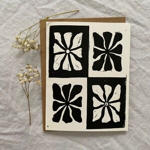 Four Flower Card | Greeting Card | Handprinted Card