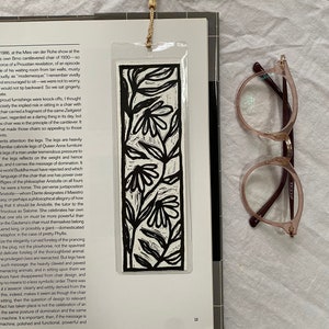 Echinacea Bookmark | Handprinted | Bookmark | Handmade Bookmark | Floral Bookmark