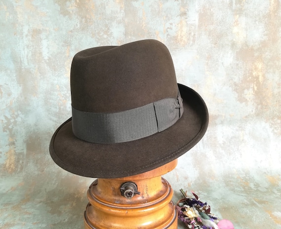Green vintage fedora. Panizza hat. High quality vi