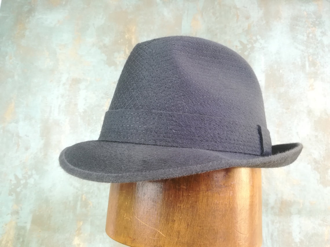 Vintage gray trilby. Vintage men Cervo hat. Unique piece. Size | Etsy